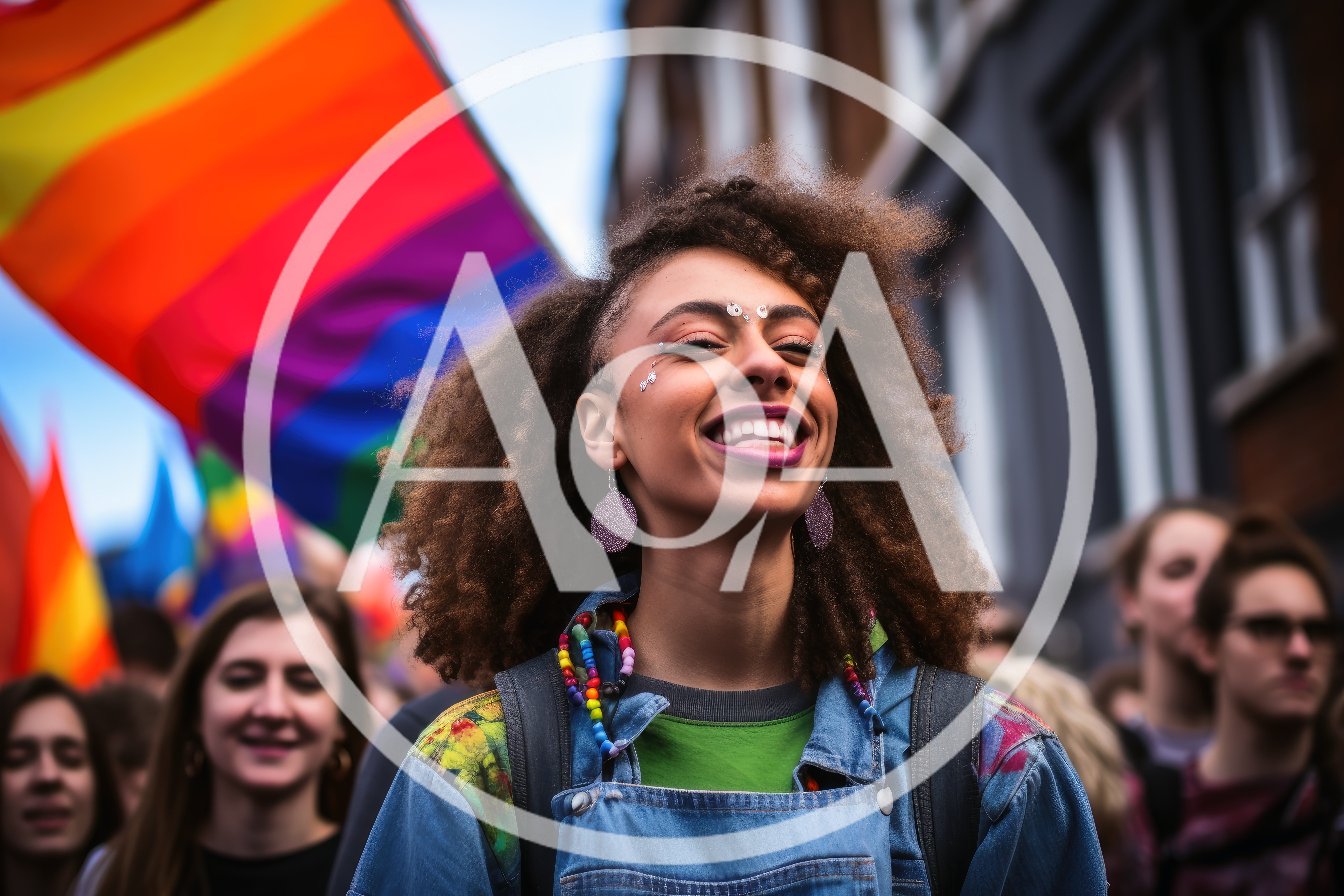 Young Woman Smiling At A Pride Parade