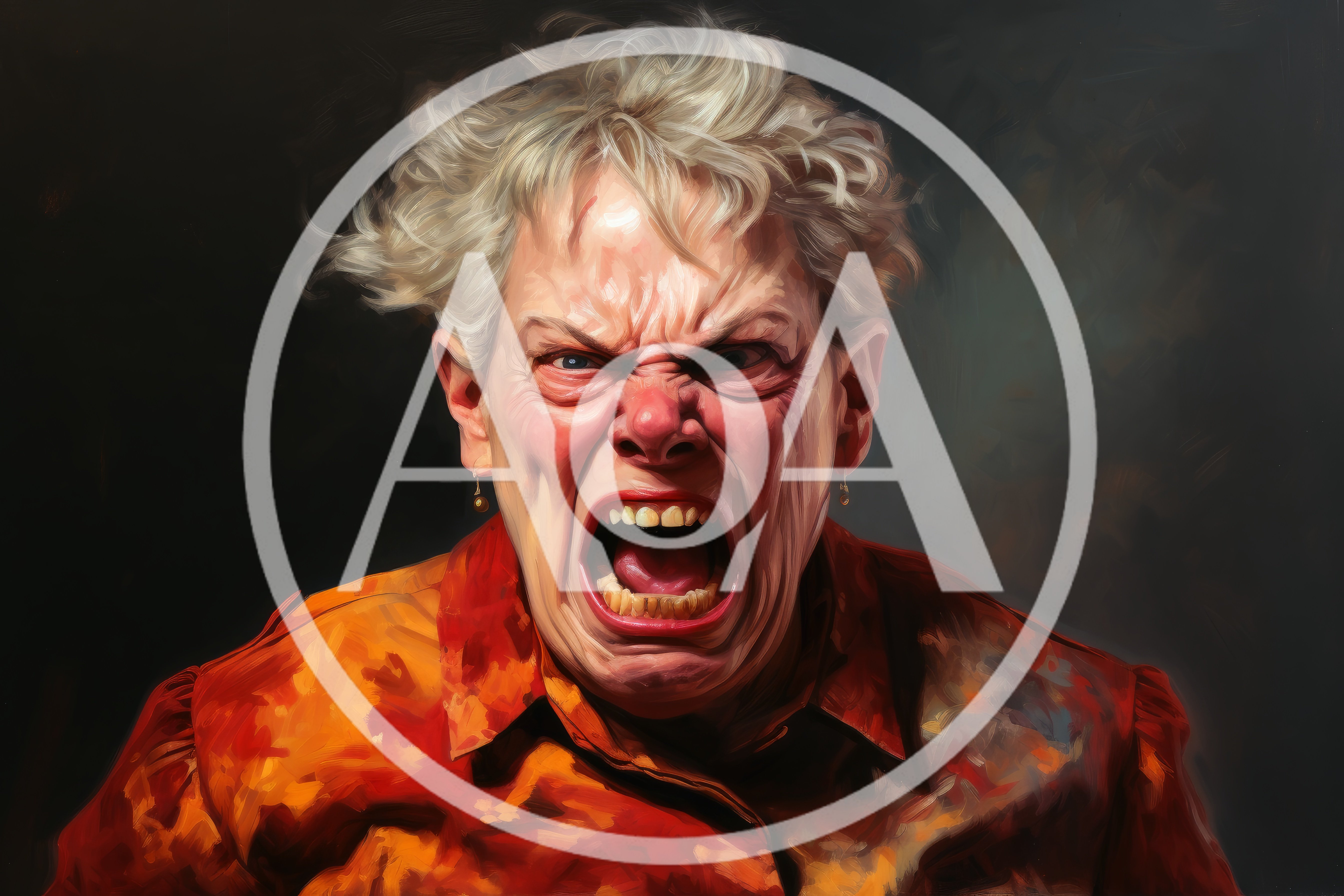 Portrait Of An Angry Elderly Woman Screaming