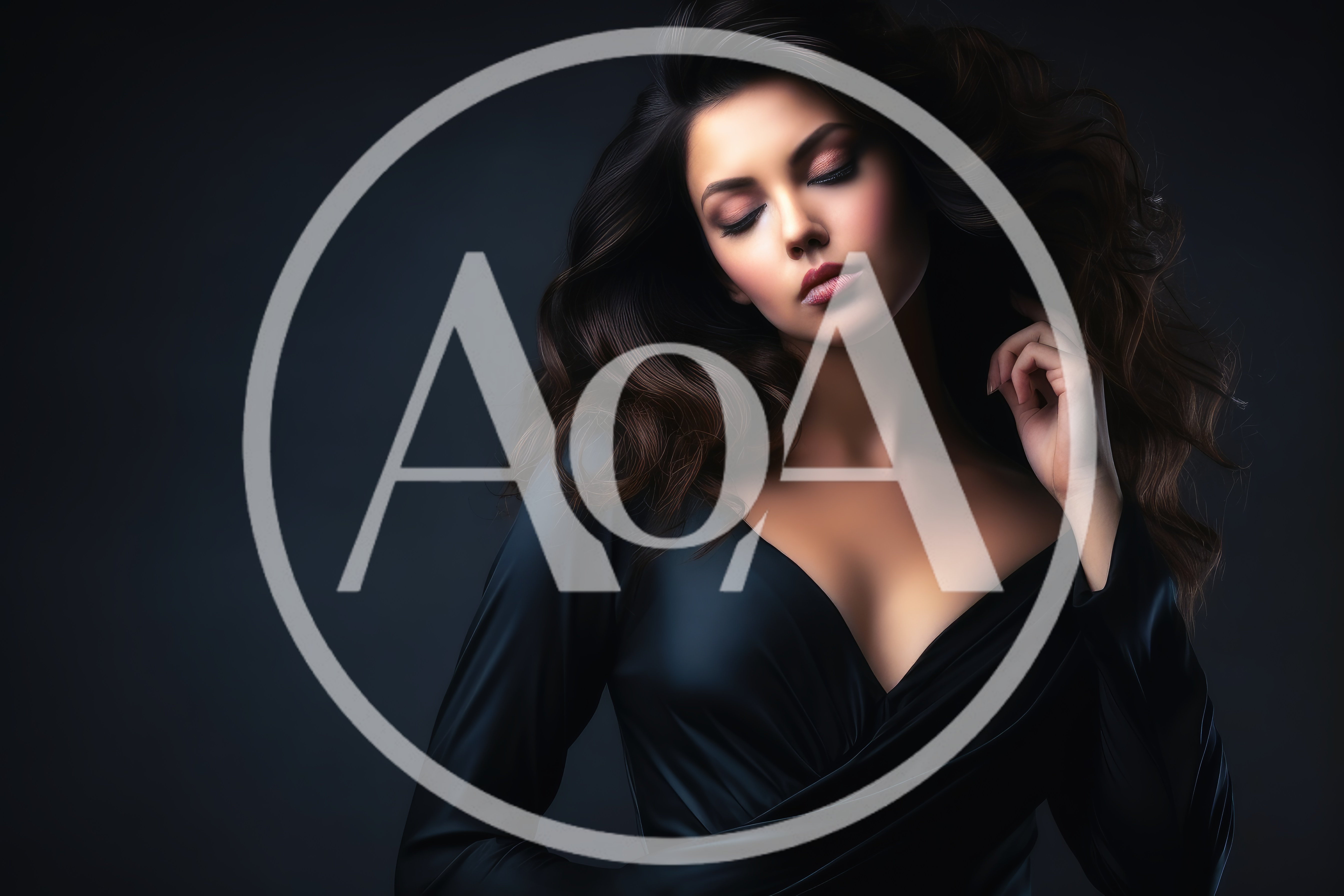 Elegant Woman With Wavy Hair In Black Dress