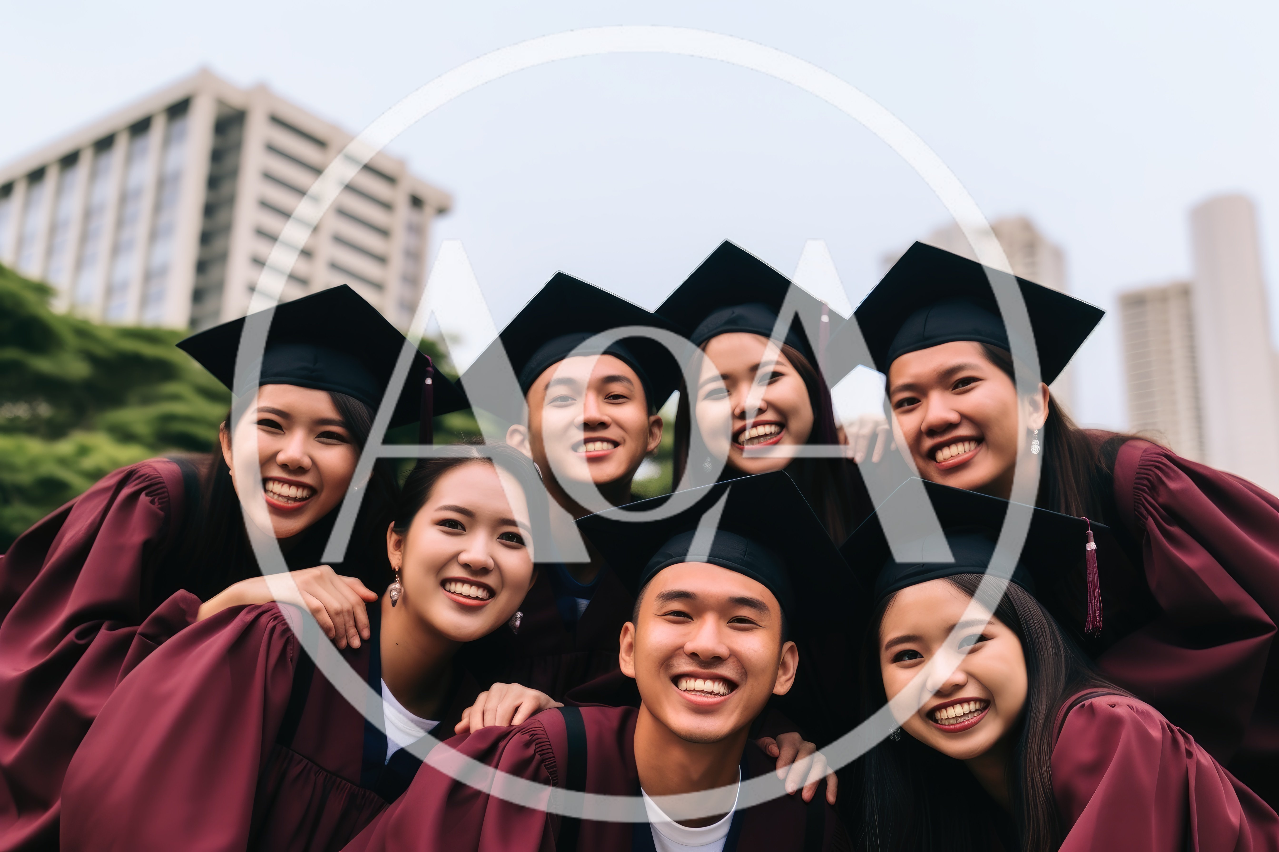 Group Of Happy Graduates Celebrating Success Outdoors