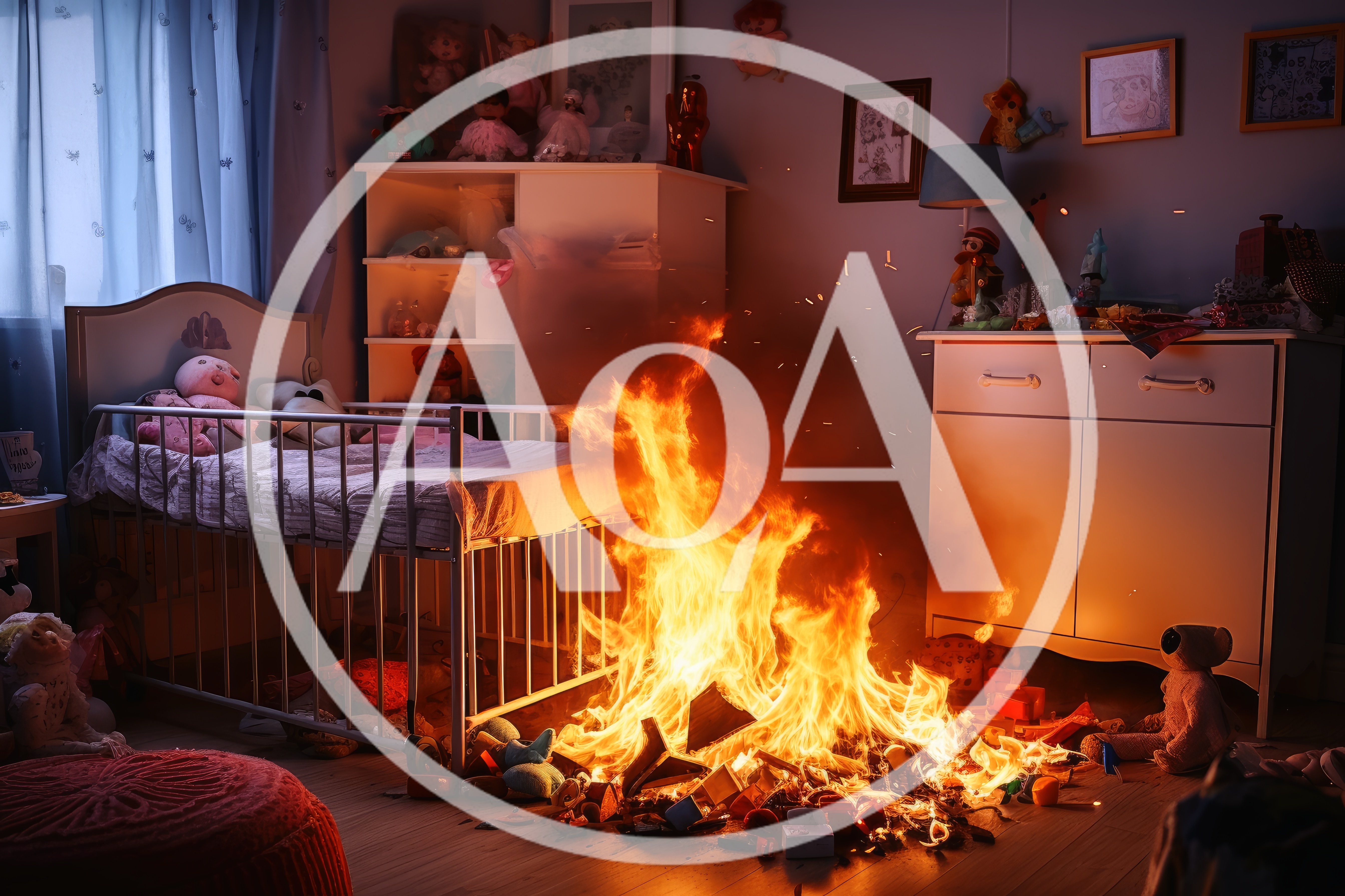 Fire Burning In A Child's Bedroom