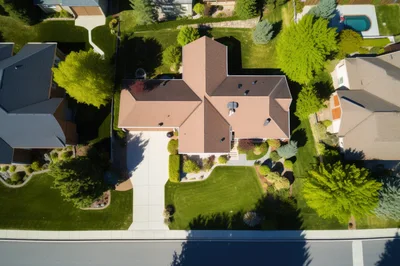 Aerial View Of A Suburban Residential House