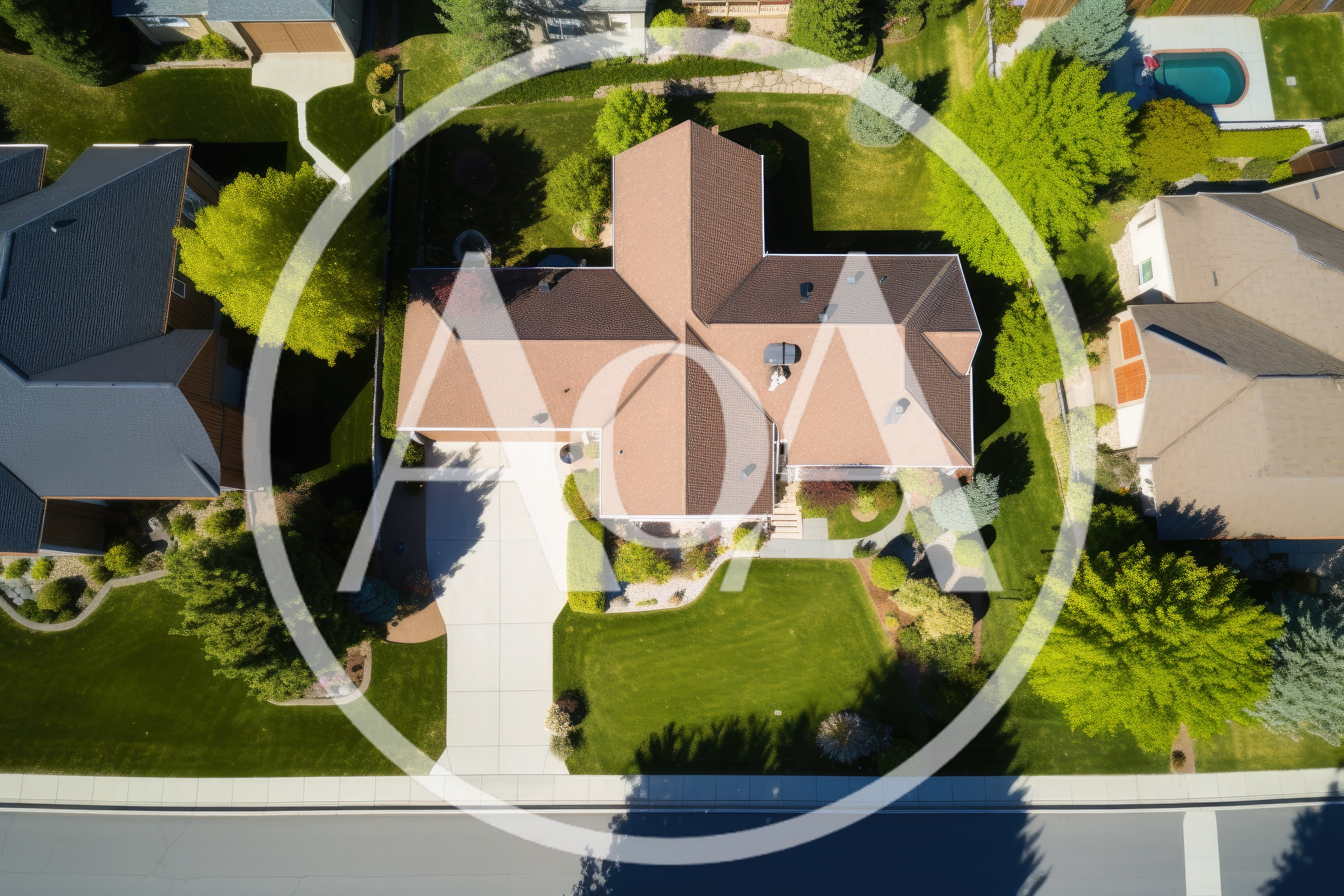 Aerial View Of A Suburban Residential House