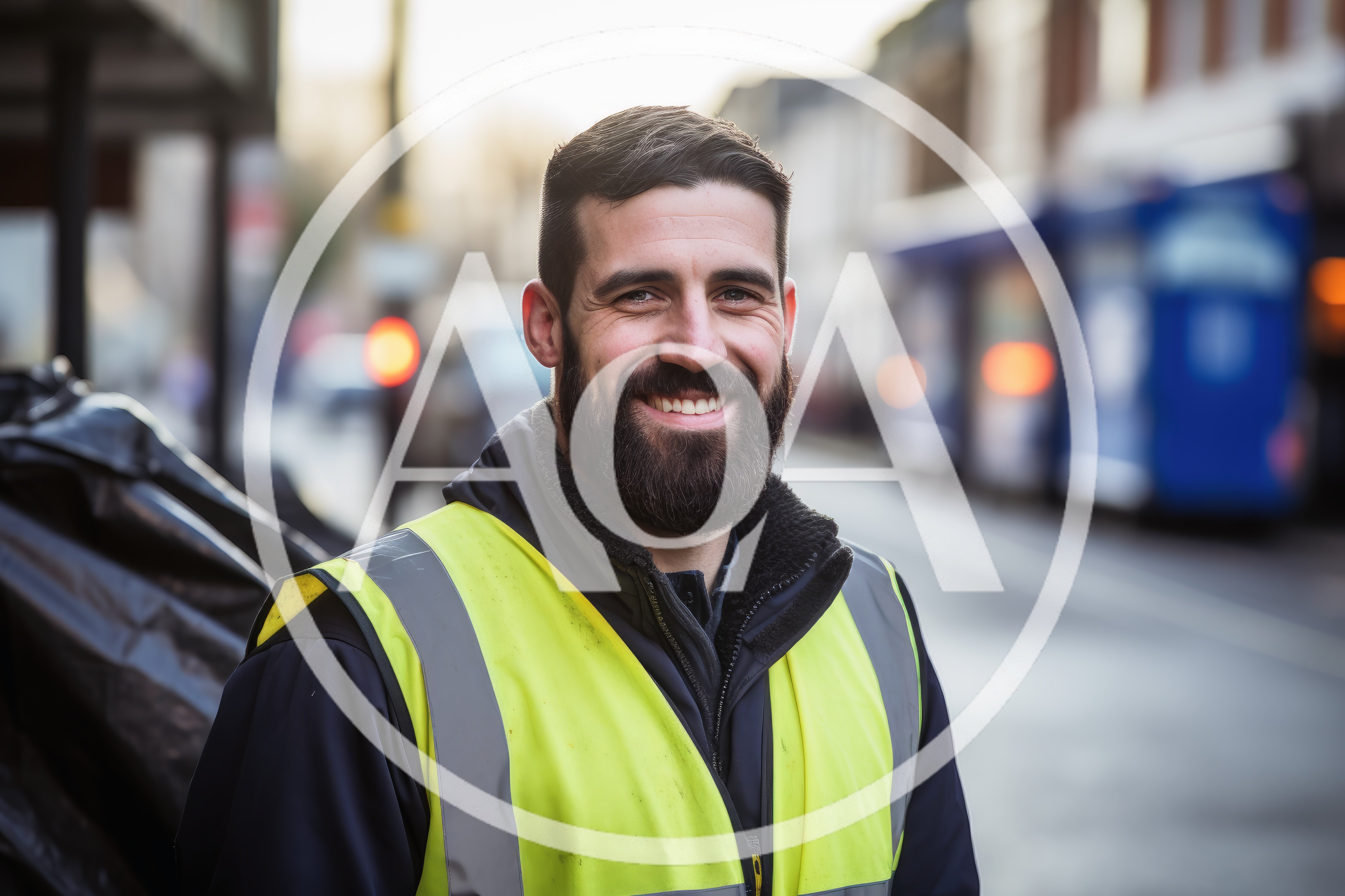 Portrait Of A Smiling Sanitation Worker In High Visibility Vest