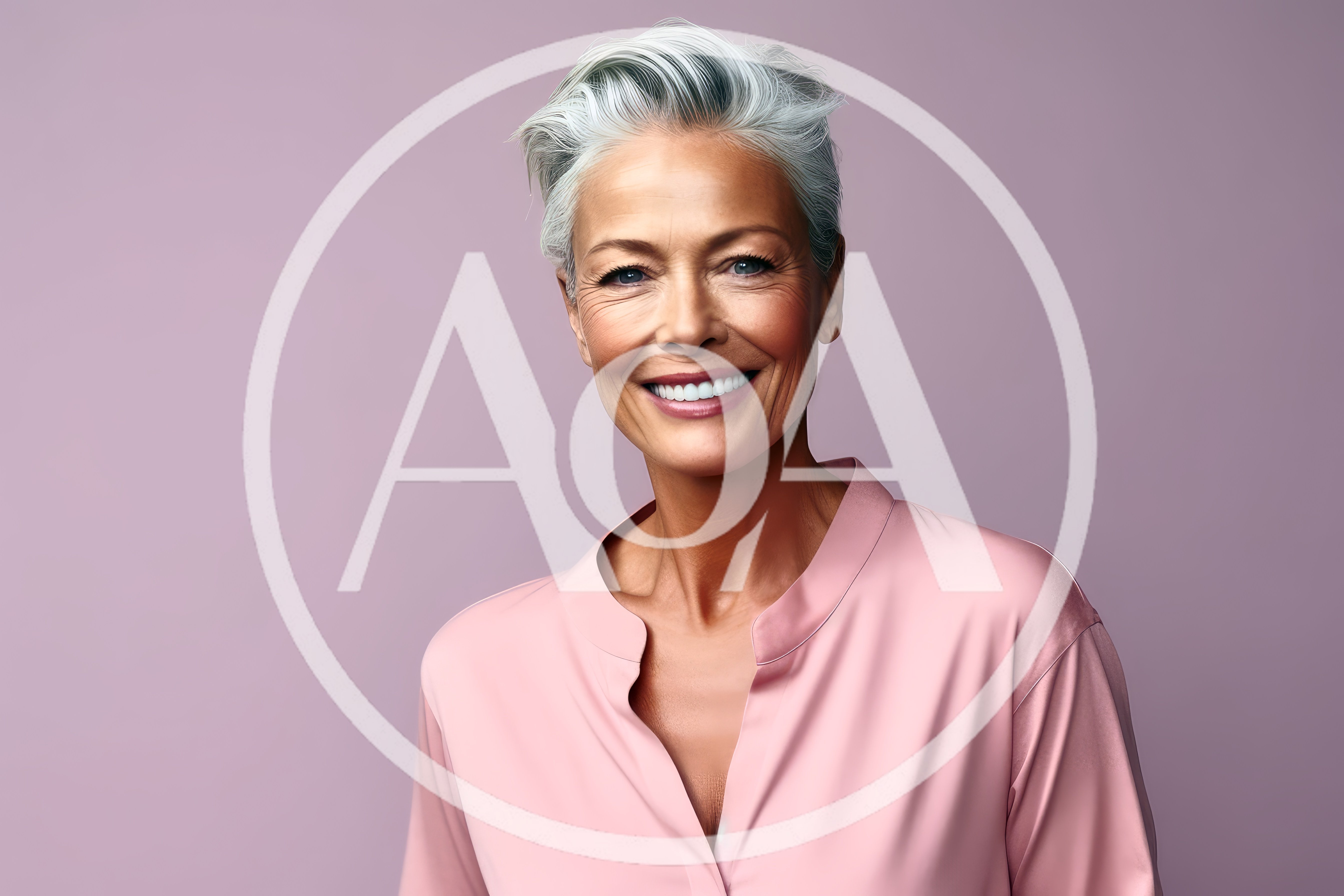 Portrait Of A Smiling Mature Woman With Silver Hair