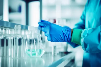 Scientist Conducting Chemical Experiment In Laboratory