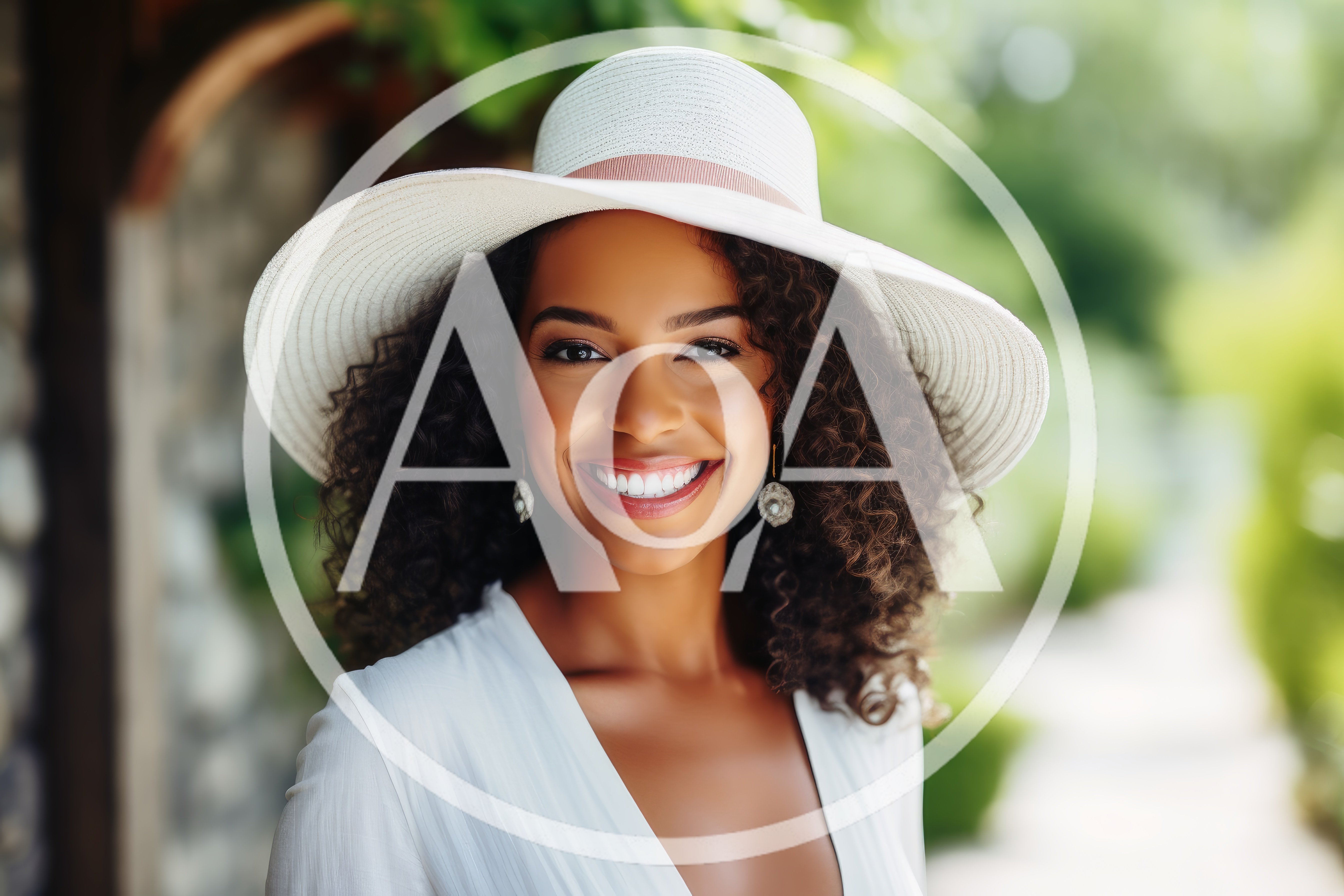 Portrait Of A Smiling Woman Wearing A Sun Hat