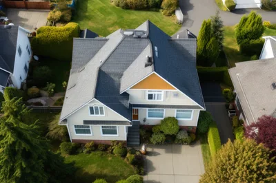 Aerial View Of A Suburban Residential House