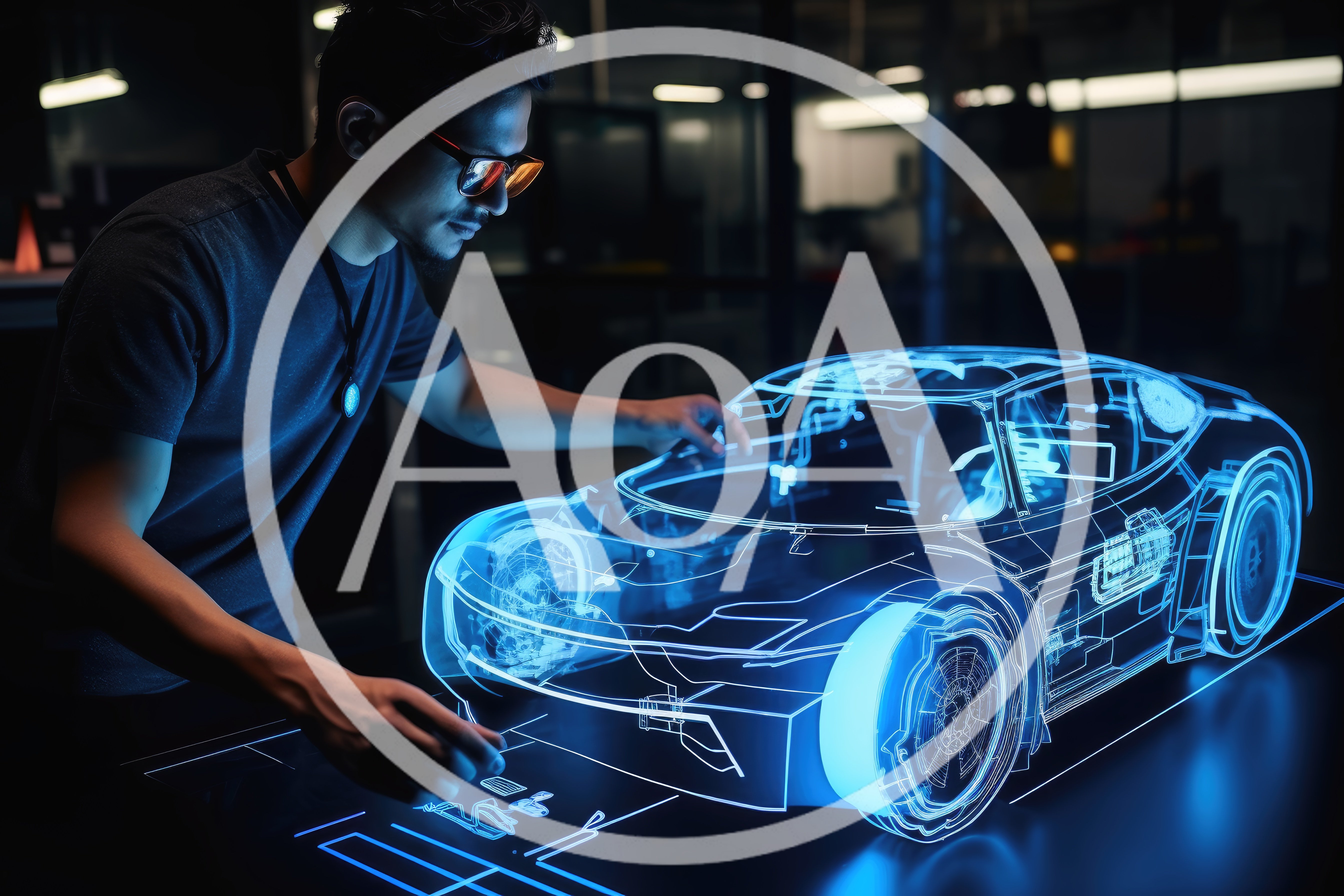Automotive Designer Interacting With Holographic Car Model