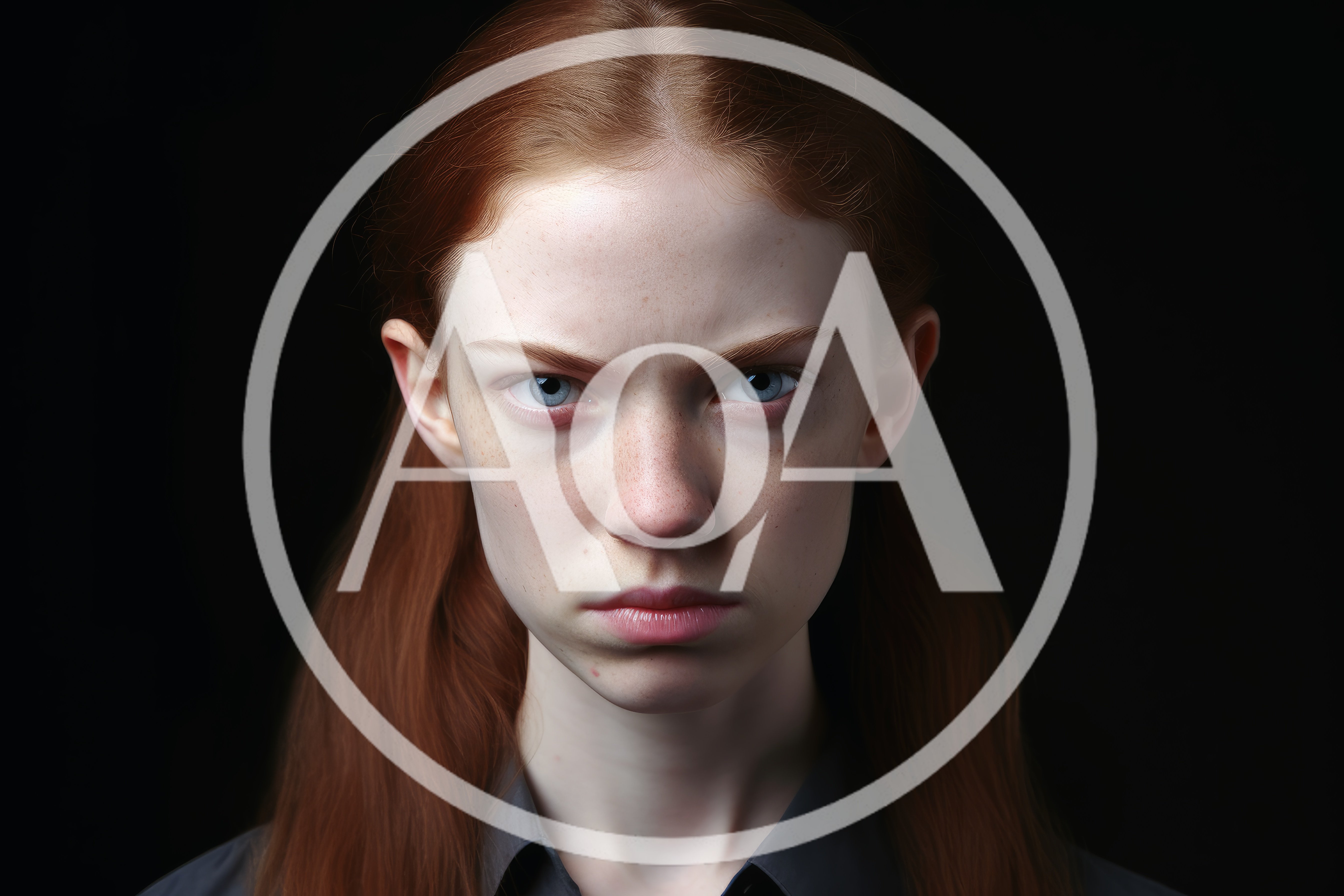 Portrait Of A Serious Young Woman With Red Hair