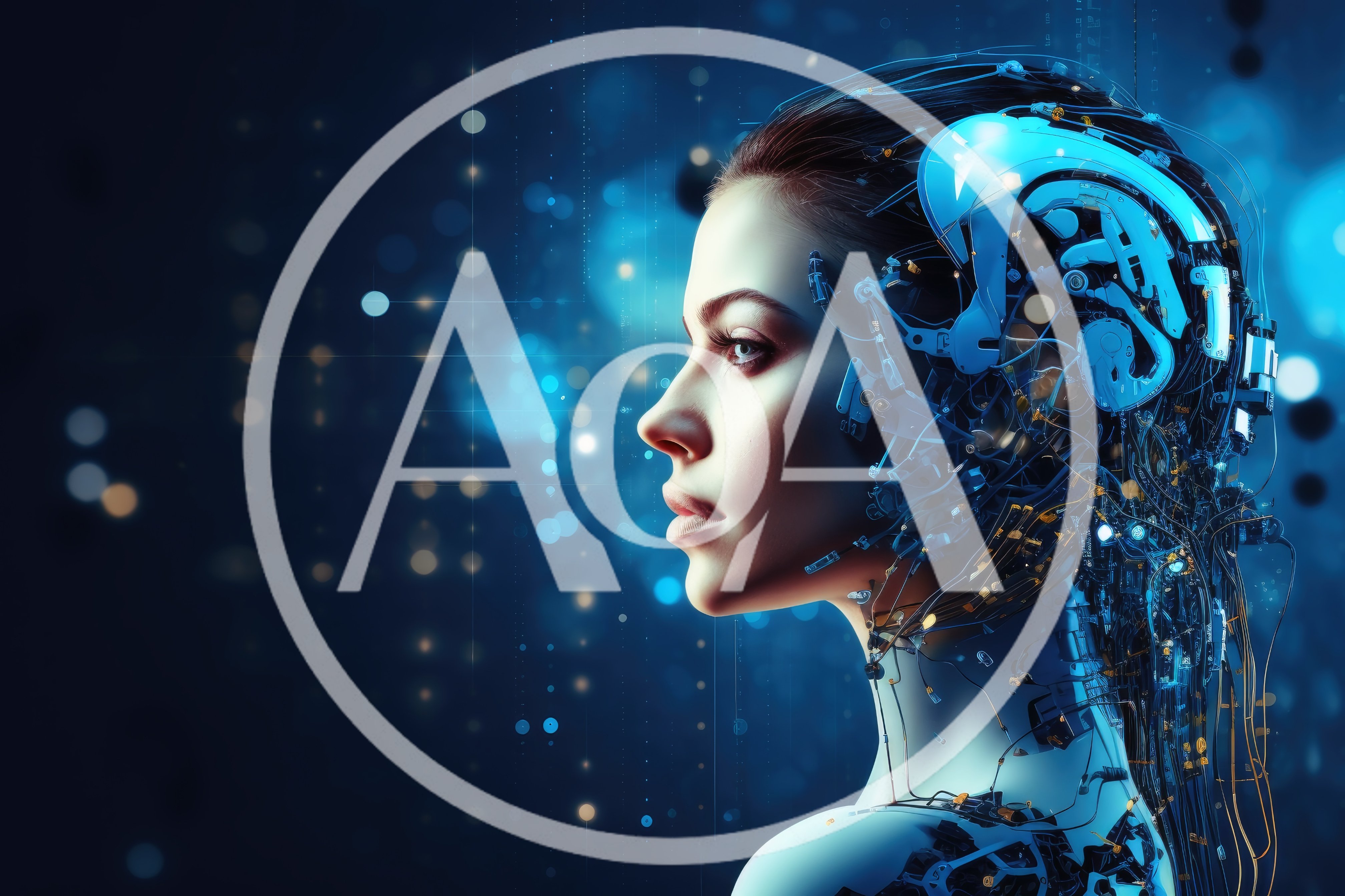 Cybernetic Humanoid Female Profile With Digital Neural Network