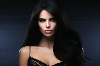 Portrait Of A Beautiful Woman With Long Dark Hair