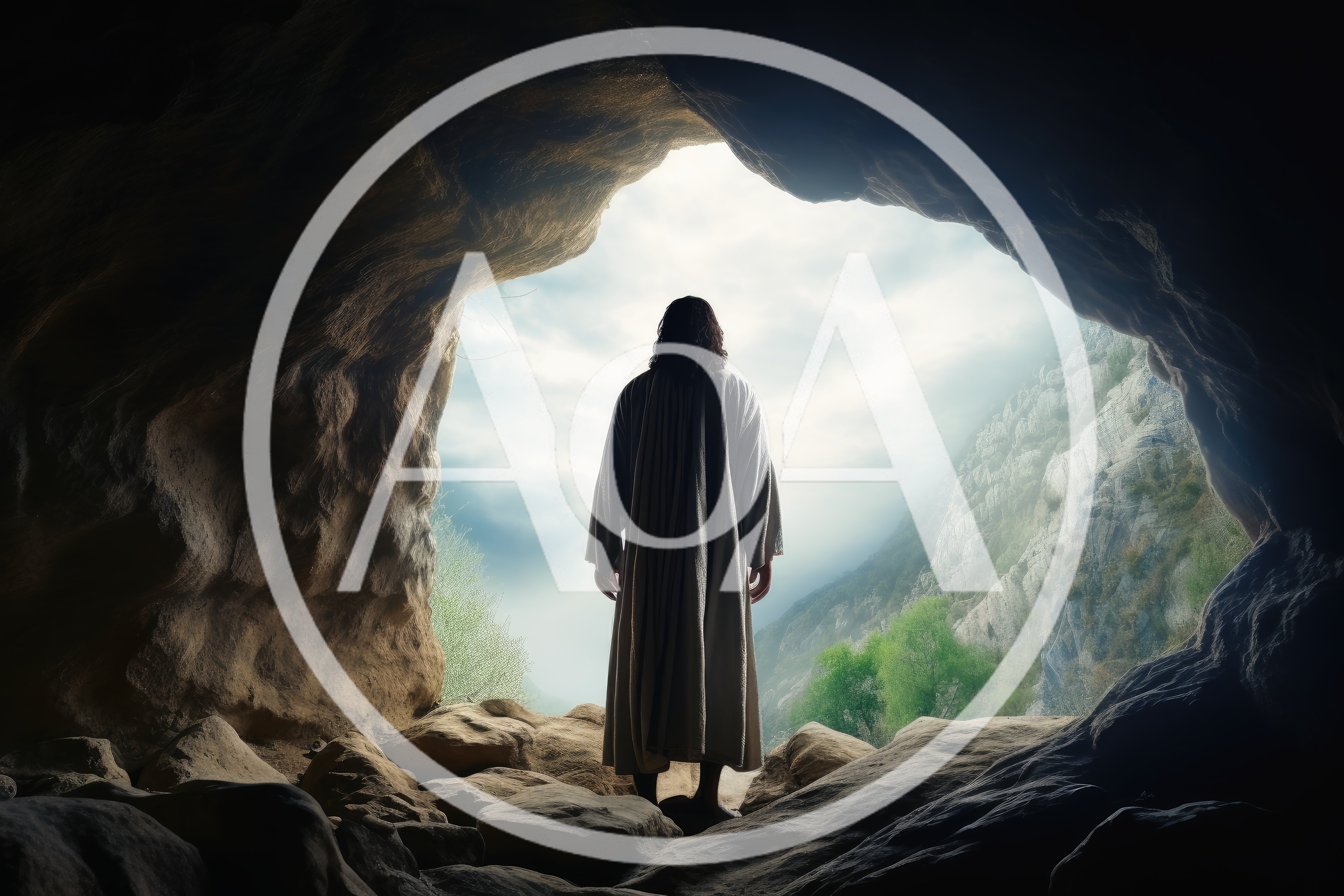 Jesus Standing At The Entrance Of A Cave