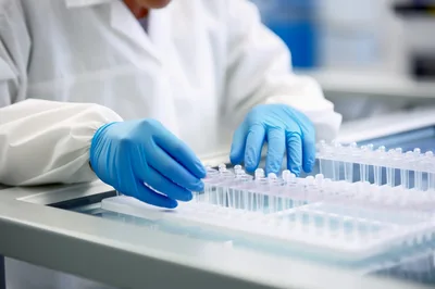Scientist Handling Microcentrifuge Tubes In Laboratory Setting