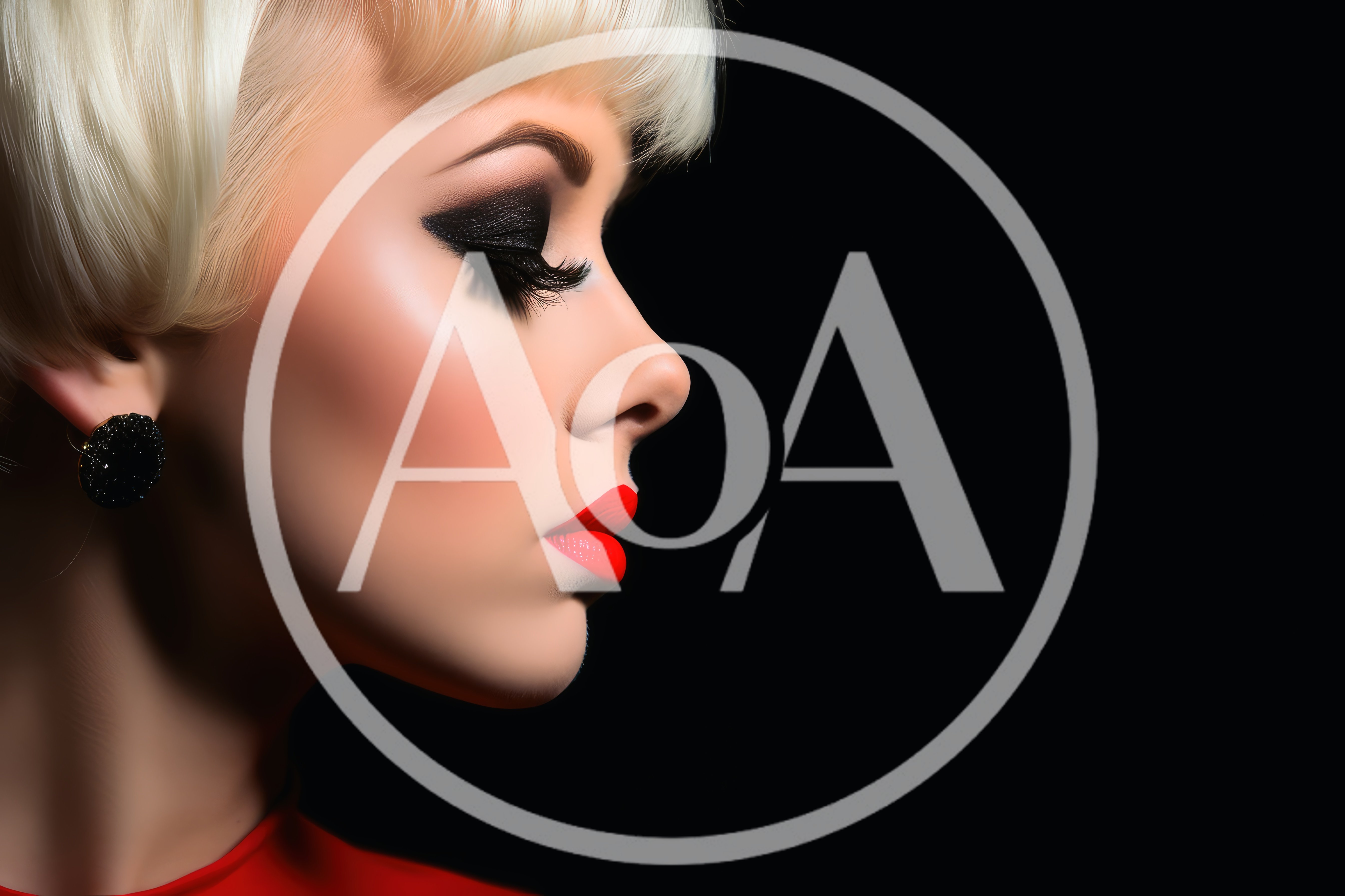 Profile Portrait Of A Blonde Woman With Glamorous Makeup