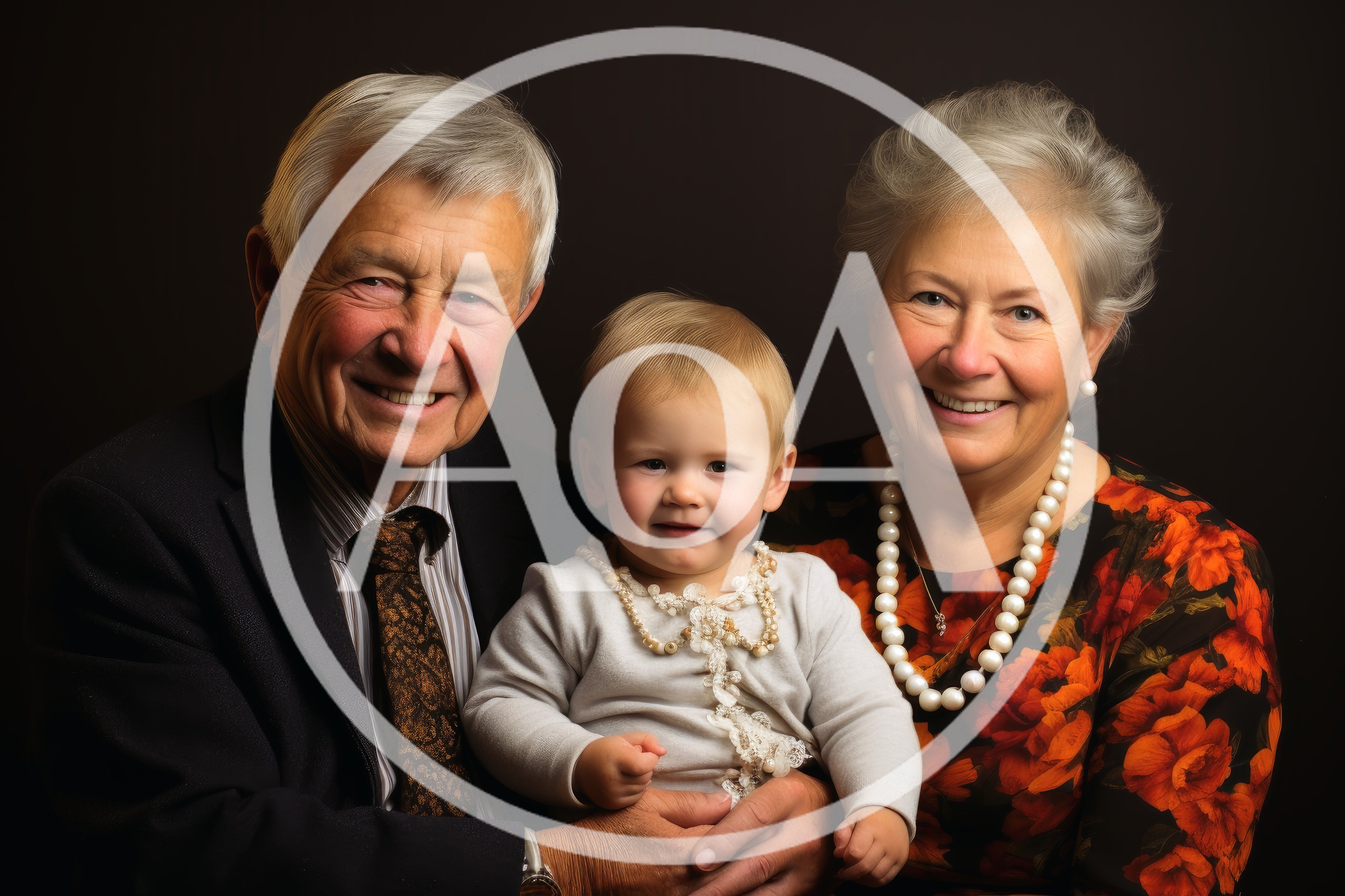 Portrait of Grandparents Holding Their Young Grandchild