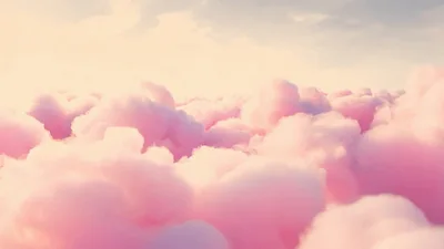 Aerial View Of Dreamy Pink Clouds Floating