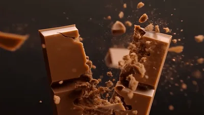 Milk Chocolate Bar Breaking Into Pieces
