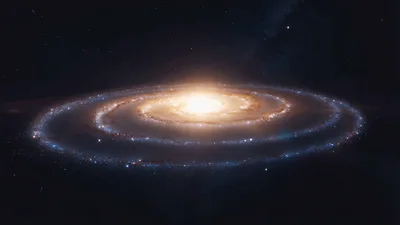 Rotating Spiral Galaxy In Deep Space