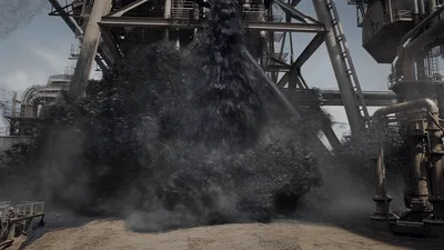Industrial Slag Pouring From Blast Furnace