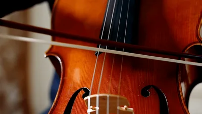 Close Up Of Cellist Playing Cello With Bow