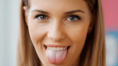 Young Woman Sticking Out Her Tongue Playfully