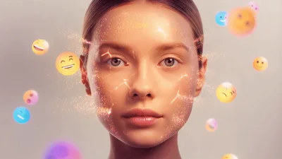 Digital Skin Analysis Concept With Floating Emojis