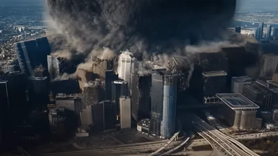 CGI Nuclear Explosion Destroying Modern City Skyline