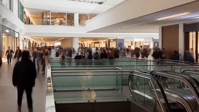 Time Lapse Of Busy Shopping Mall Interior