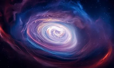 Vibrant Spiral Galaxy Rotating In Deep Space