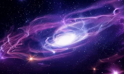 Cosmic Galaxy Swirling With Glowing Nebula Gas
