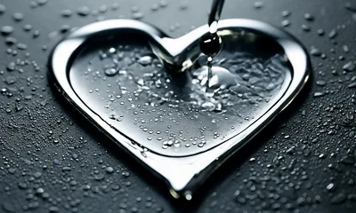 Liquid Metal Forming Into A Heart Shape