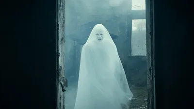 Ghostly Figure Emerging From An Antique Mirror In Ruined Room