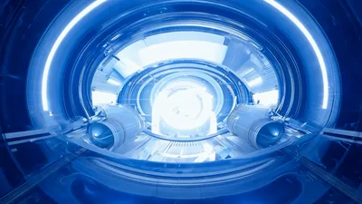 Futuristic Sci-Fi Tunnel With Glowing Energy Core