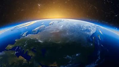 Sunrise Over Earth From Space View