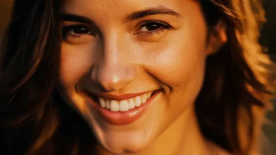 Close Up Portrait Of A Smiling Young Woman