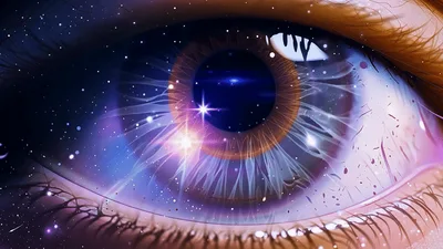 Cosmic Human Eye With Glowing Galaxy Iris