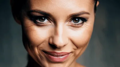Close Up Portrait Of A Woman Smiling