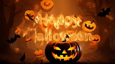 Animated Halloween Greeting With Jack O Lanterns And Bats