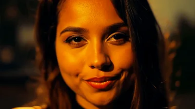 Young Woman Smiling At Camera In Night City
