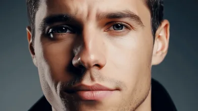 Handsome Man Transitioning From Serious Expression To Smiling