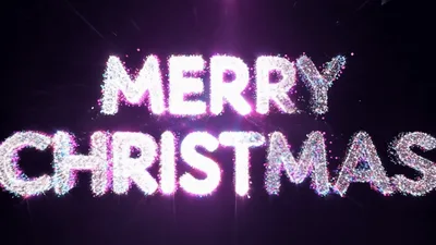 Merry Christmas Text Animation With Colorful Glitter Particles