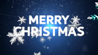 Merry Christmas Text Animation With Falling Snowflakes