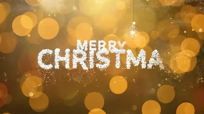 Merry Christmas Text Animation With Golden Bokeh Background