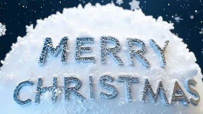 Silver Merry Christmas Text Emerging From Snow