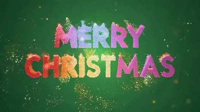 Merry Christmas Text Animation With Colorful Glitter Particles
