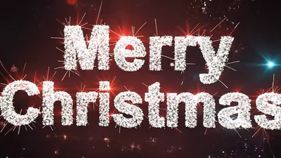 Merry Christmas Text Animation With Fireworks Background