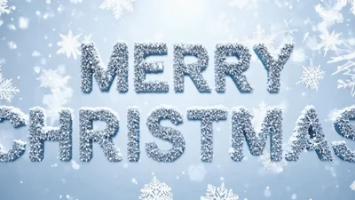 Merry Christmas Text Animation With Falling Snowflakes