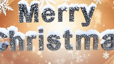 Merry Christmas Text Animation With Falling Snowflakes