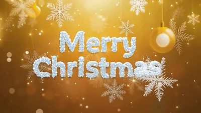 Merry Christmas Text Animation With Falling Snowflakes